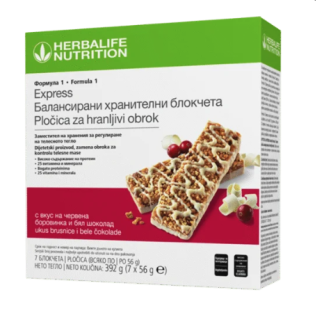 Формула 1 Express хранителни блокчета с вкус на червена боровинка и бял шоколад (7бр.)